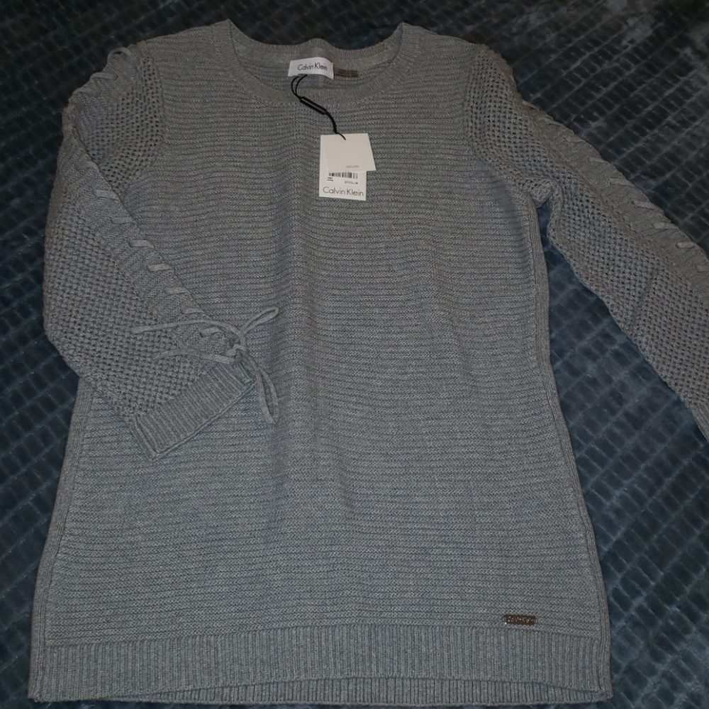 NWT Calvin Klein 3/4 sleeve gray sweater